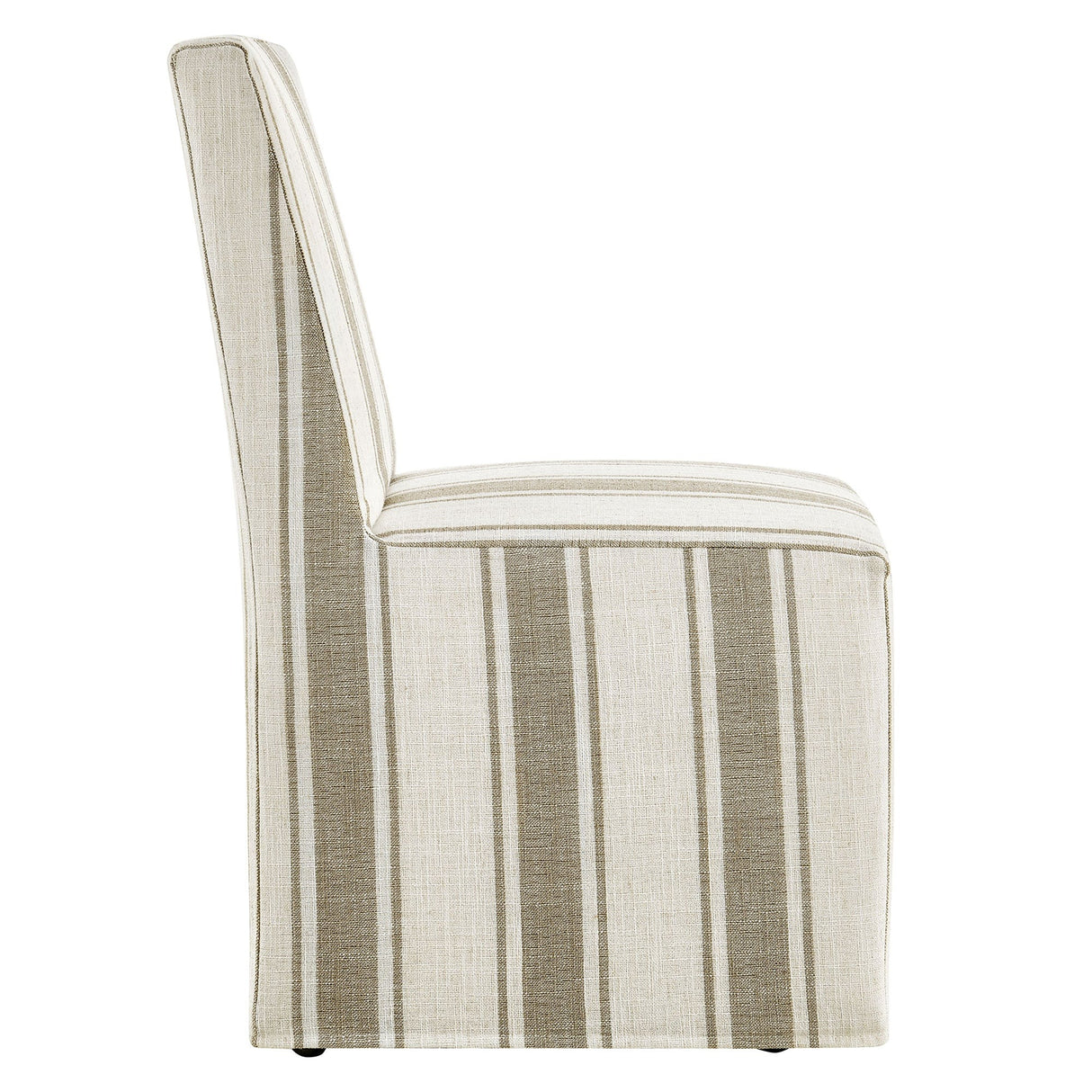 Striped Slipcovered Parsons Dining Side Chair with Hidden Casters