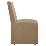 Linen-Blend Slipcovered Rolling Dining Side Chair