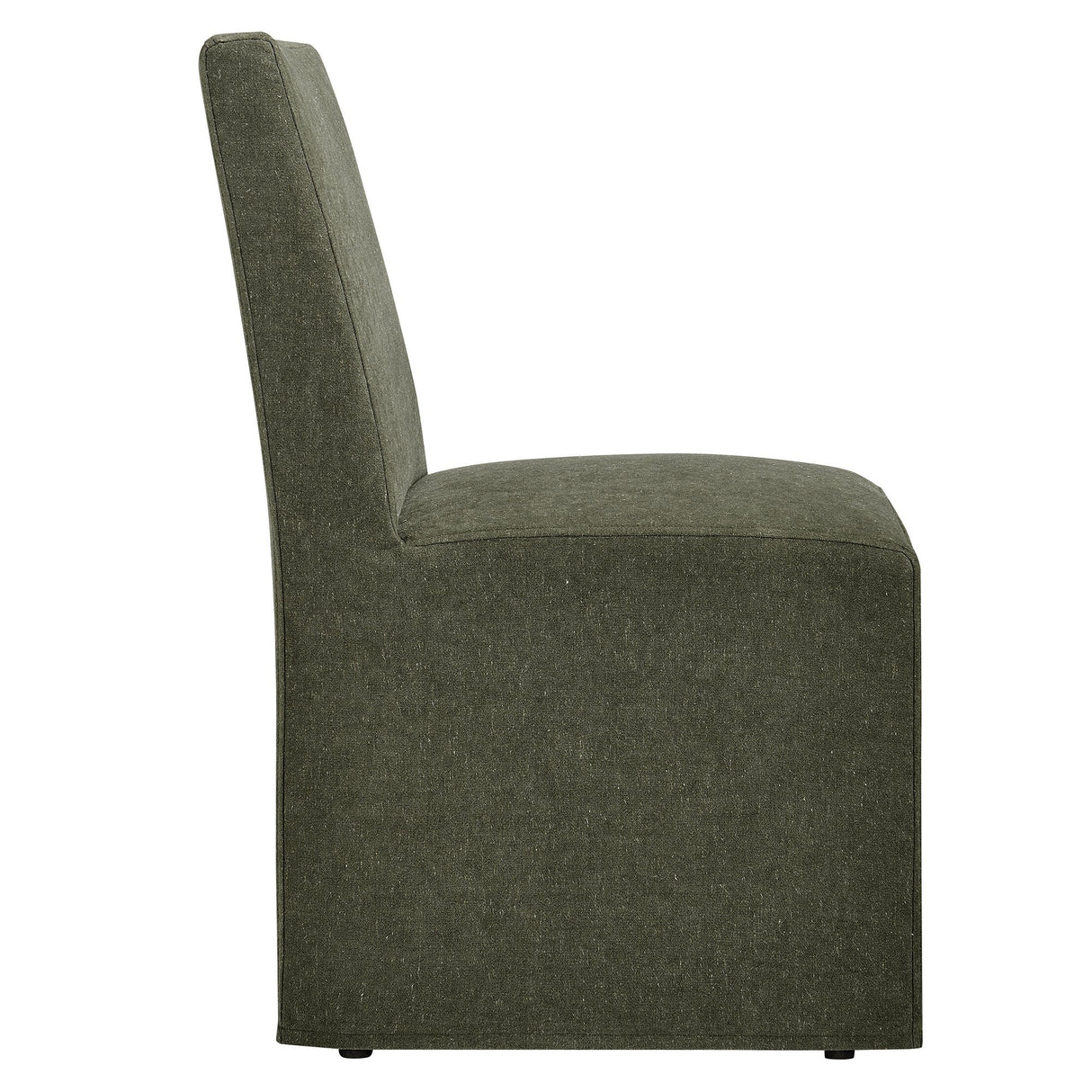 Linen-Blend Slipcovered Rolling Dining Side Chair