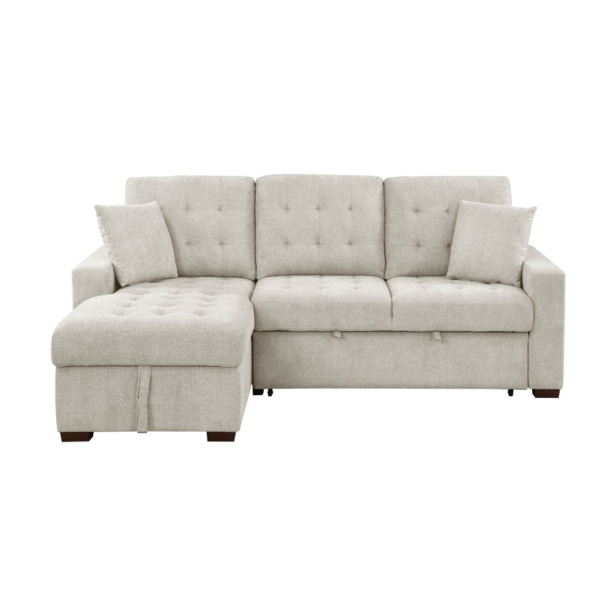 2-Piece Sectional with Left Chaise, Pull-out Bed and Hidden Storage