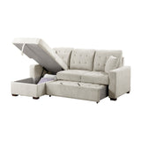 2-Piece Sectional with Left Chaise, Pull-out Bed and Hidden Storage