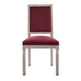 Vintage French Performance Velvet Dining Side Chair – Natural Maroon 39 Inch