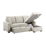 2-Piece Sectional with Right Chaise, Pull-out Bed and Hidden Storage