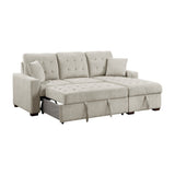 2-Piece Sectional with Right Chaise, Pull-out Bed and Hidden Storage