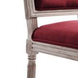 Vintage French Performance Velvet Dining Side Chair – Natural Maroon 39 Inch