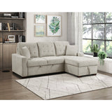 2-Piece Sectional with Right Chaise, Pull-out Bed and Hidden Storage