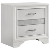 Miranda White 3-Drawer Glam Nightstand with Hidden Storage