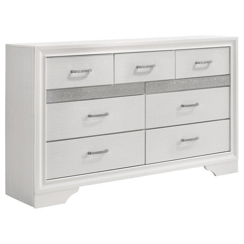 Miranda White 9-Drawer Glam Dresser with Hidden Jewelry Drawer