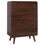 Robyn Dark Walnut 5-Drawer Mid-Century Chest