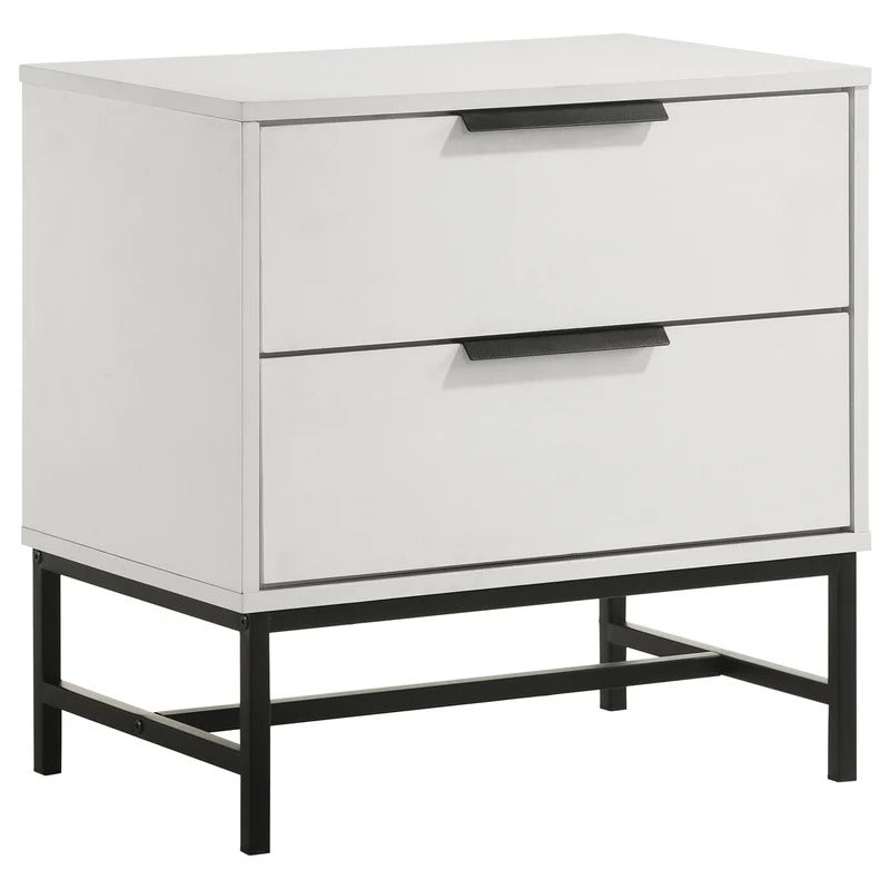 Sonora White 2-Drawer Contemporary Nightstand