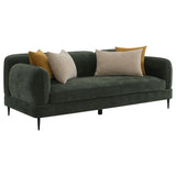 Jade Chenille Track Arm Sofa Green with Accent Pillows