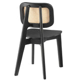 Wood Dining Side Chair with Woven Rattan Cane Back