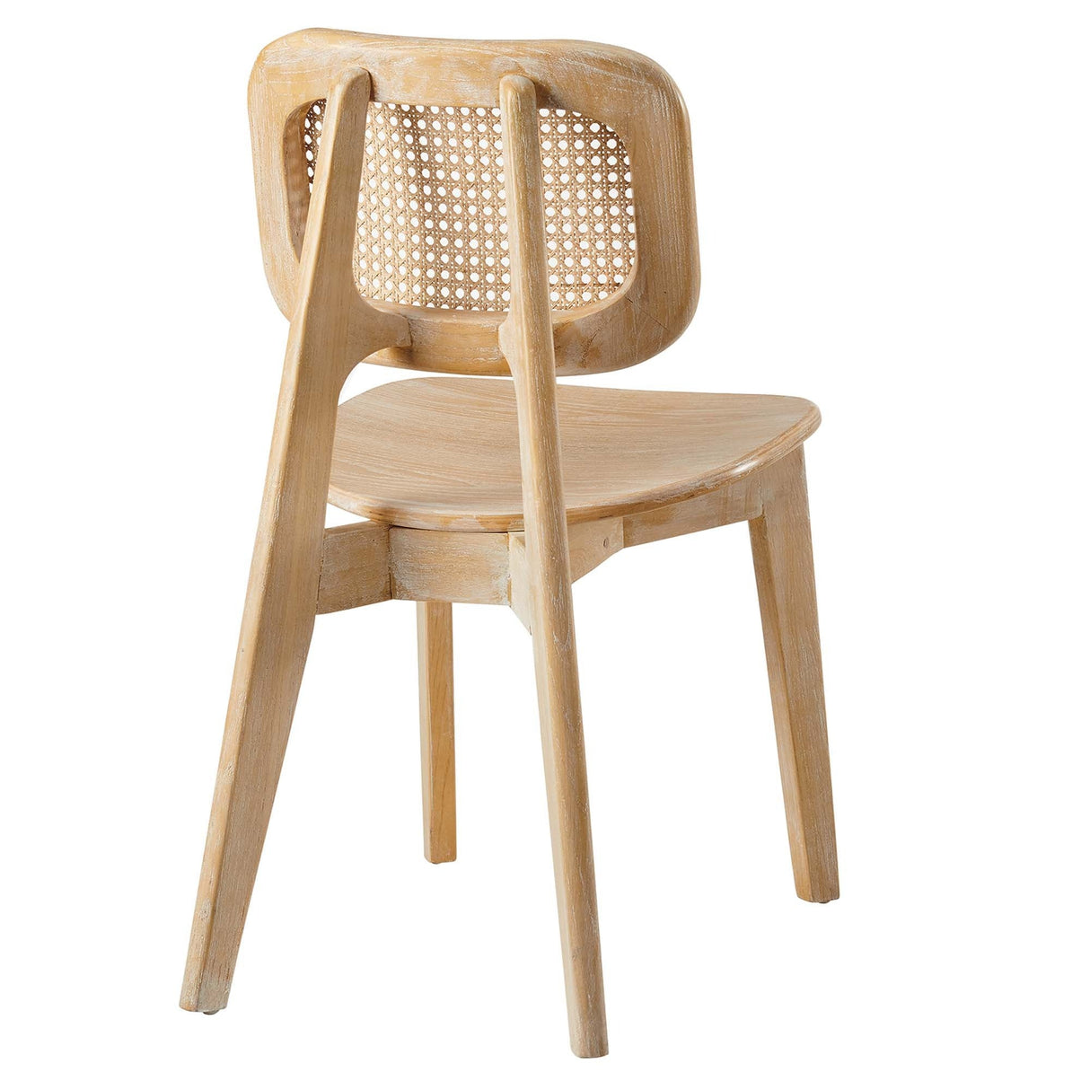 Wood Dining Side Chair with Woven Rattan Cane Back