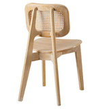 Wood Dining Side Chair with Woven Rattan Cane Back