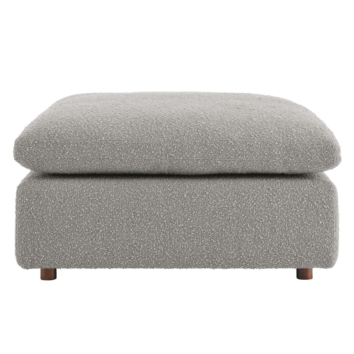 Contemporary Overstuffed Boucle Upholstered Ottoman – 40 Inch