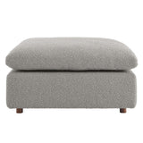 Contemporary Overstuffed Boucle Upholstered Ottoman – 40 Inch