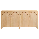 Modern Arched 4-Door Wood Grain Storage Cabinet – 71 Inch