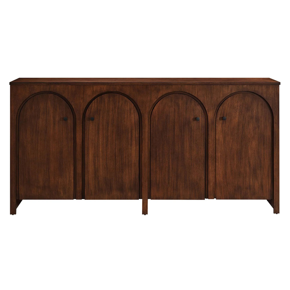 Modern Arched 4-Door Wood Grain Storage Cabinet – 71 Inch