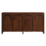 Modern Arched 4-Door Wood Grain Storage Cabinet – 71 Inch