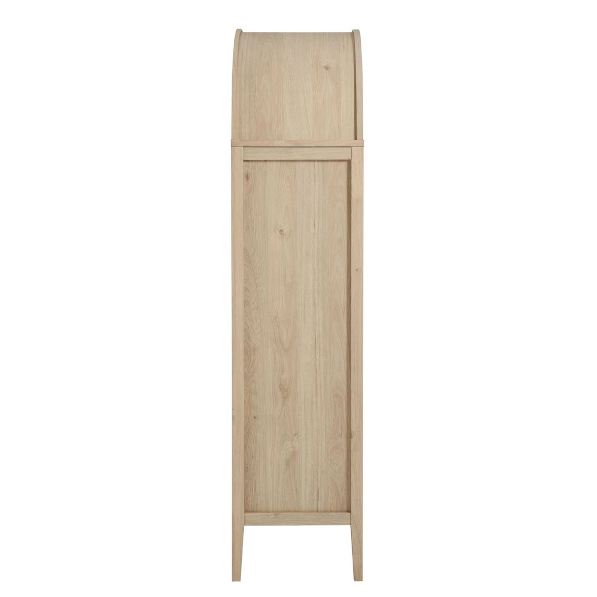 Modern Farmhouse Arched Tall Wood Storage Display Cabinet – Wood Grain 71 Inch