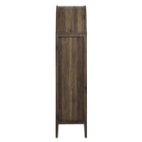 Modern Farmhouse Arched Tall Wood Storage Display Cabinet – Wood Grain 71 Inch