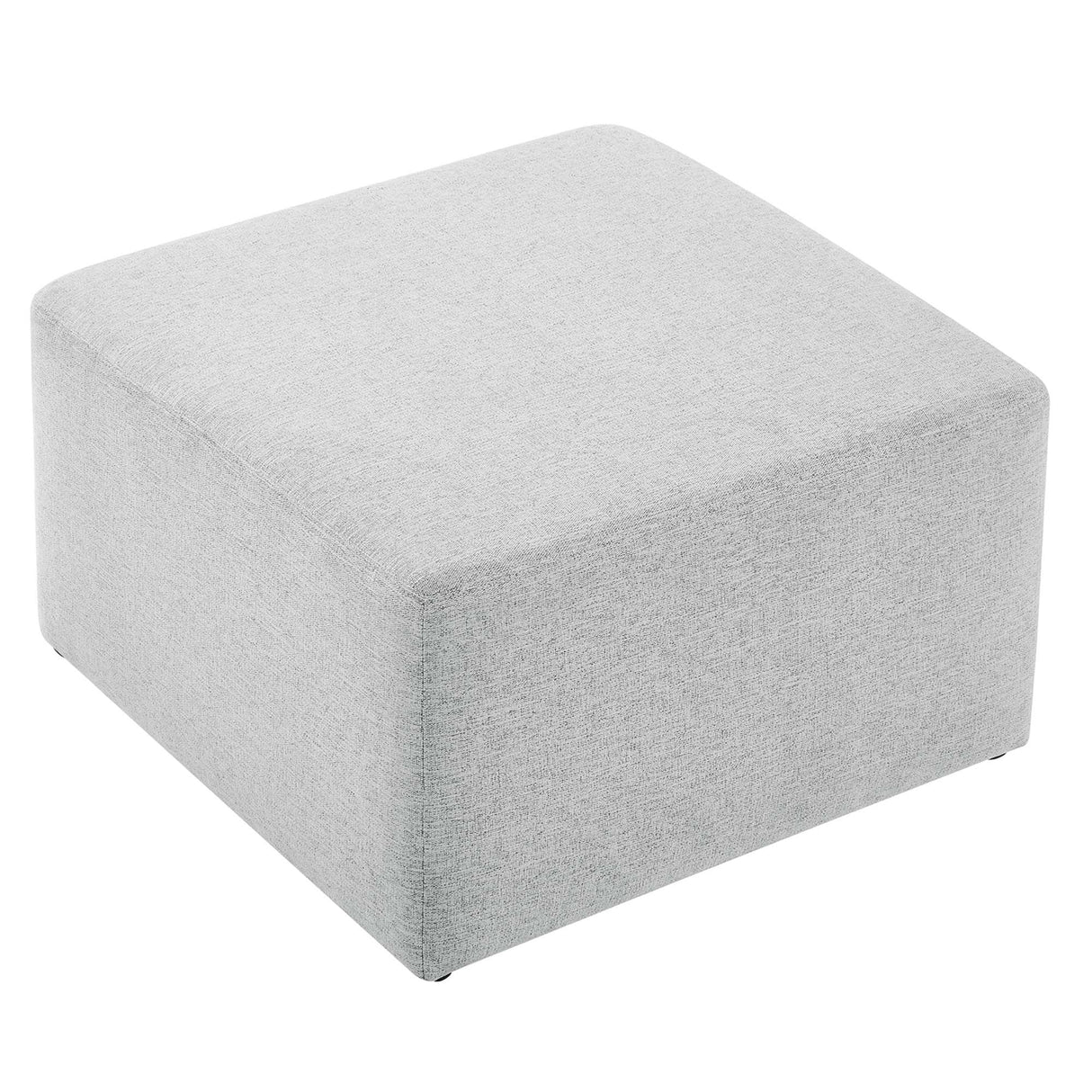 Square Woven Fabric Ottoman – Heathered Upholstered 28 Inch