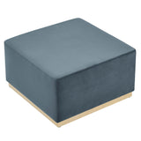 Square Velvet Upholstered Ottoman – Plinth Base 28 Inch