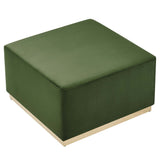 Square Velvet Upholstered Ottoman – Plinth Base 28 Inch