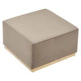 Square Velvet Upholstered Ottoman – Plinth Base 28 Inch