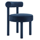 Set of 2 Performance Velvet Circular Dining Chairs with Bolster Backrest