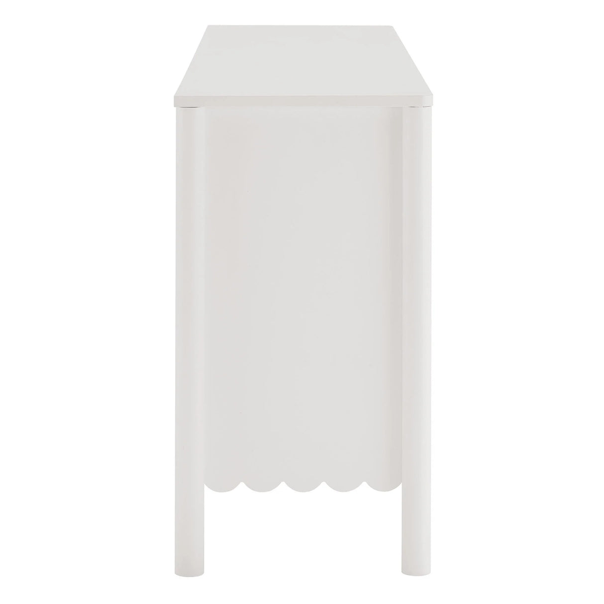 Modern Scalloped 4-Door Storage Sideboard – White 66 Inch