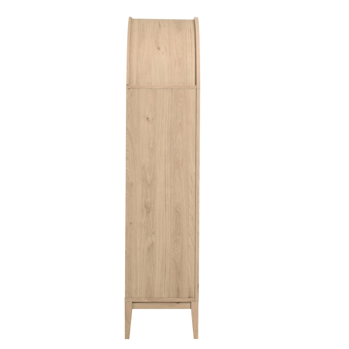 Modern Farmhouse Arched Tall Wood Storage Display Cabinet – Wood Grain 74 Inch
