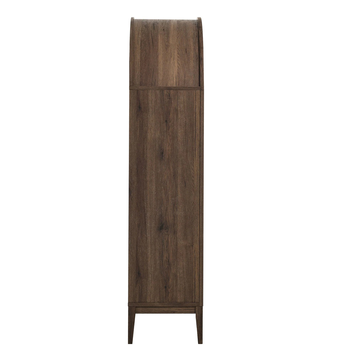 Modern Farmhouse Arched Tall Wood Storage Display Cabinet – Wood Grain 74 Inch