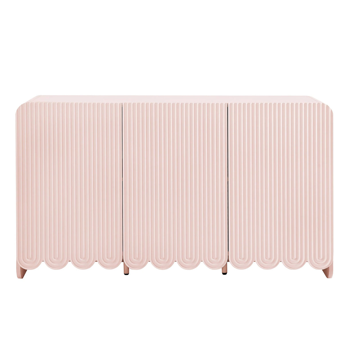 Fluted Scalloped Sideboard Storage Cabinet – Wood Finish 56 Inch