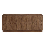 Carved Solid Mango Wood 4 Door Sideboard – Walnut 72 Inch