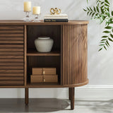 Mid-Century Fluted Oval Sideboard Cabinet – Walnut 67 Inch