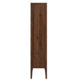 Mid-Century Modern 2-Door Glass Tall Storage Display Cabinet – Walnut 71 Inch