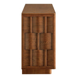 Woven Pattern Sideboard Storage Cabinet – Wood Finish 71 Inch