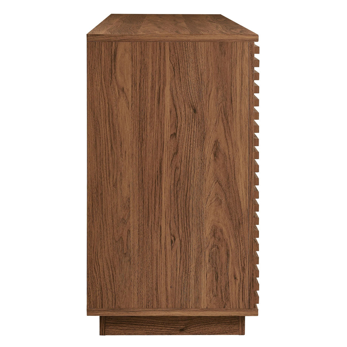 Mid-Century Fluted 4-Door Sideboard Cabinet – Wood Grain 71 Inch