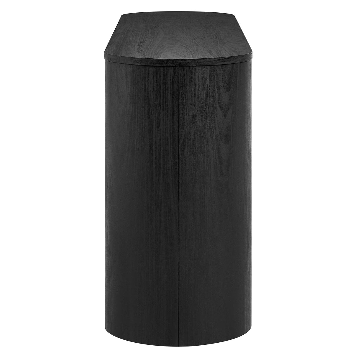 Oval Storage Sideboard Cabinet with Open Shelves – Wood Finish 62 Inch