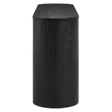 Oval Storage Sideboard Cabinet with Open Shelves – Wood Finish 62 Inch