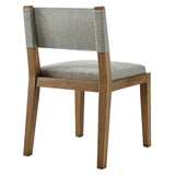 Fabric Upholstered Armless Dining Chair – Natural Wood 32 Inch