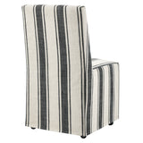 Striped Slipcovered Parsons Dining Side Chair with Hidden Casters