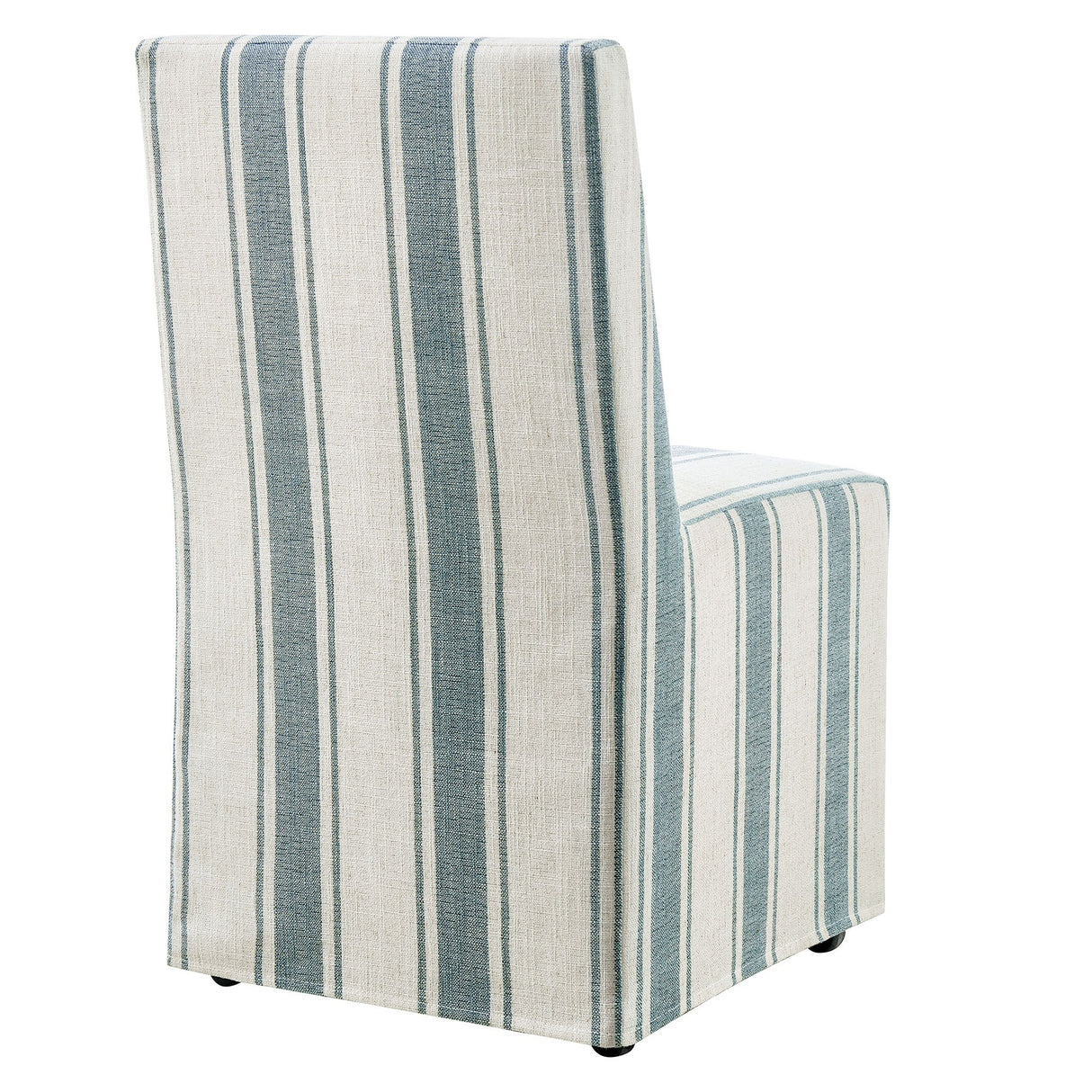 Striped Slipcovered Parsons Dining Side Chair with Hidden Casters