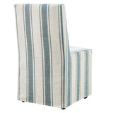 Striped Slipcovered Parsons Dining Side Chair with Hidden Casters