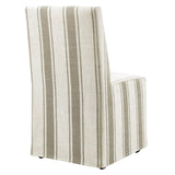 Striped Slipcovered Parsons Dining Side Chair with Hidden Casters