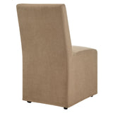 Linen-Blend Slipcovered Rolling Dining Side Chair