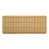 Japandi Sideboard Storage Cabinet with Woven Doors – Light Oak 76 Inch
