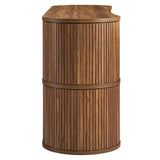 Curved Fluted Sideboard Storage Cabinet with Sliding Doors – Wood Finish 63 Inch