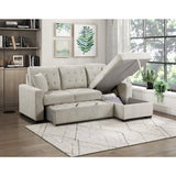 2-Piece Sectional with Right Chaise, Pull-out Bed and Hidden Storage